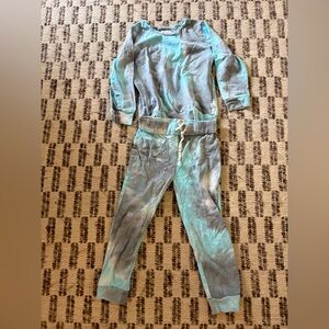 Kids Aqua Tie-Dye Pajama Set